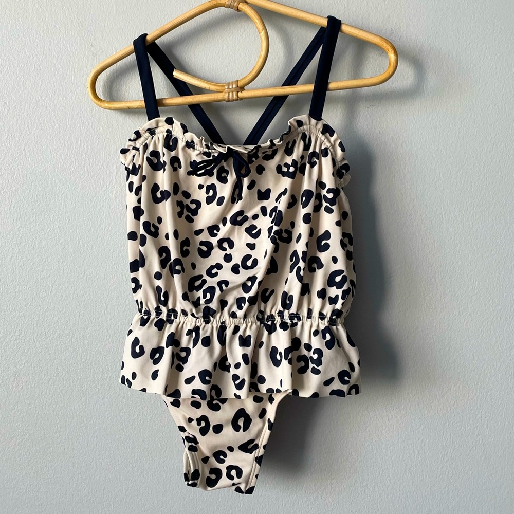 Baby Gap Cheetah Print Peplum Skirt One Piece Bathingsuit  Size 5T